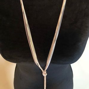 Tri color long knot necklace